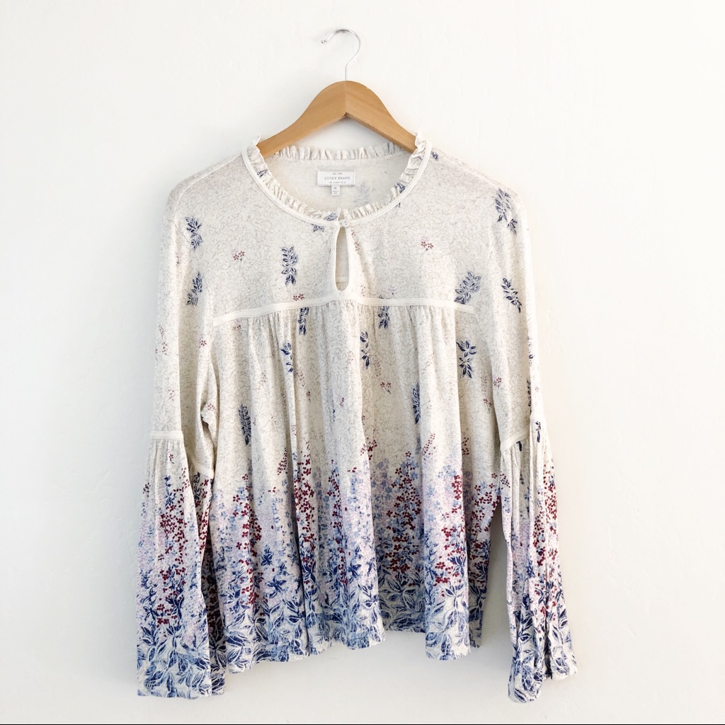 Lucky Brand Floral Bell Sleeve Blouse